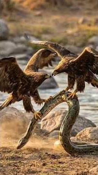 🦅🐍Two Eagles One Snake | Mated Eagle Pair vs 7 Metre Python | Wildlife 8K
