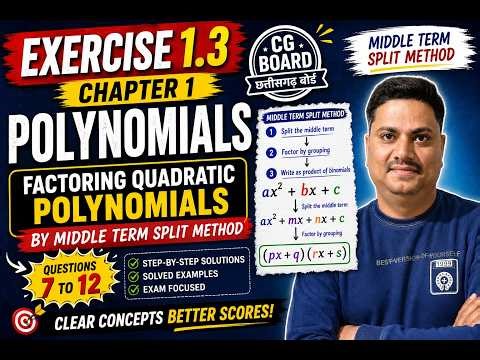 Factoring Quadratic Polynomials by Middle Term Split Method | Polynomials Class 10 Ex 3 Part 2