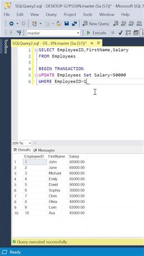 SQL TRANSACTION with ROLLBACK – How to Undo an UPDATE in SQL Server #coding #database