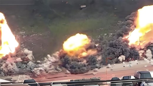 Drone footage captures explosive end of Russia’s remote-controlled “suicide tank”