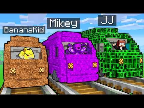 Mikey & JJ Friends in Minecraft - STRANGE Train Challenge - Maizen