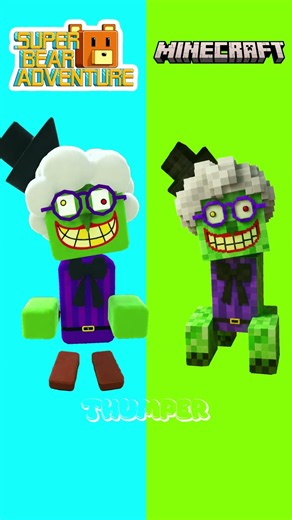 Super Bear Adventure Characters and their Minecraft Versions #superbearadventure