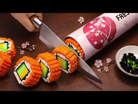 STRANGEST WAY to eat Sushi: The VIRAL Push Pop Sushi in LEGO!