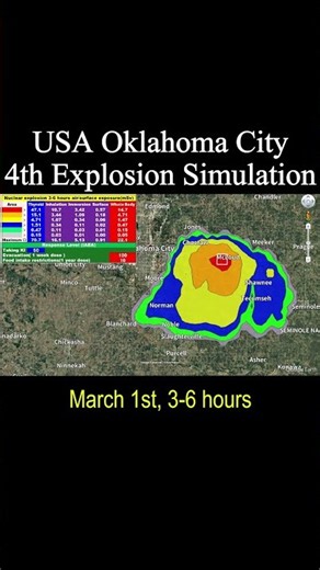 USA Oklahoma City 4th Nuclear Explosion Simulation: How Much Radiation Affects Humans #nuclearbombs