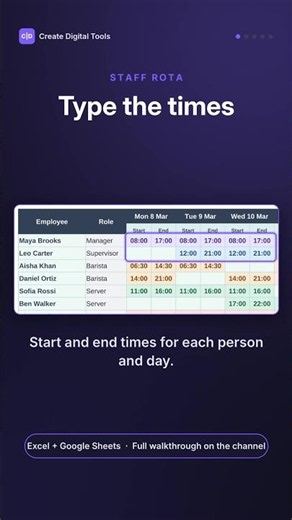 Employee Shift Schedule & Timesheet Spreadsheet (Excel + Google Sheets) #shorts