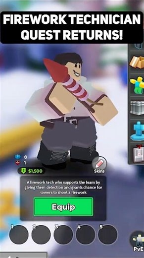 Firework Technician Quest Returns! #tds #roblox #towerdefensesimulator #newyear #update
