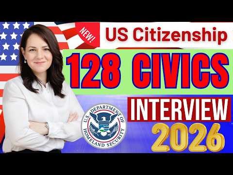 2026 Easy Answers Random 128 Civics Questions Official US Citizenship Test 2025 Version, Ciudadania