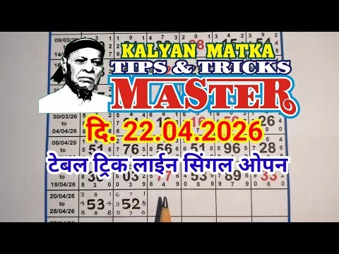KALYAN MATKA TIPS AND TRICKS MASTER TODAY 22.04.2026 APPEAL VIDEO 
