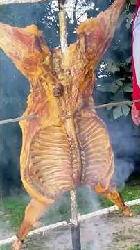 Whole 33 lb Lamb Cooked Over Open Fire | Slow Roasted BBQ #food #cooking #bbq