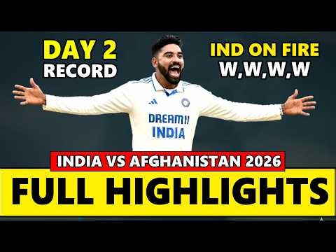 India vs Afghanistan 1st Test Match Day 2 Highlights 2026