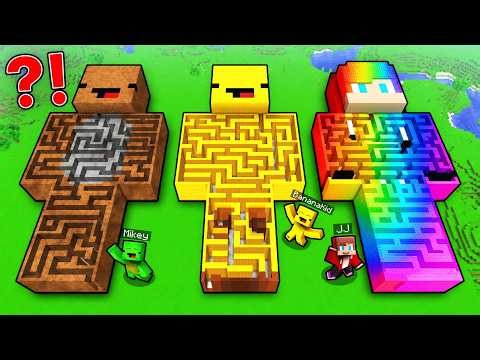 JJ and Mikey: SECRET MAZE STATUE BATTLE in Minecraft!