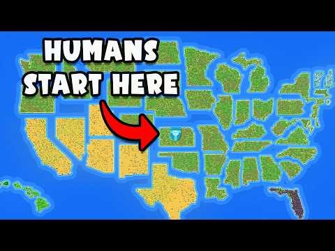 I Made Humans Populate The US For 1,000 Years (But States Are Islands!) - Worldbox