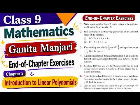 NCERT Solutions Class 9 Maths Ganita Manjari Chapter 2 End-of-Chapter Exercises Linear Polynomials.