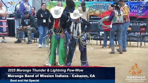 Boot and Hat Special 2025 Morongo Pow Wow About this special: The Hat and Boot Special is a popular, high-energy, and often informal contest held at many Native American powwows, celebrating the unique culture of Indigenous cowboys and cowgirls. Participants dance in Western attire—specifically cowboy hats and boots—to country-western or specialized, fast-paced powwow music, sometimes including prize money and, historically, even a saddle. Pow Wow Guide eBook https://powwows.thrivecart.com/2025-