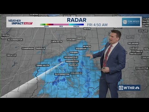 Tracking first wave of light now Friday morning, more later in the day for Indiana