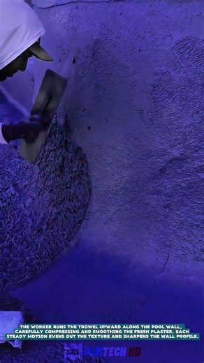 Final Smoothing Pool Wall Plaster with Hand Trowel – Satisfying jobs and machinery in the world