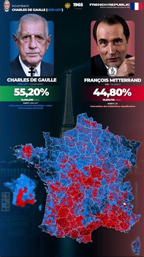 1965 French Presidential Election Runoff: De Gaulle vs Mitterrand by Polling Station 🇫🇷