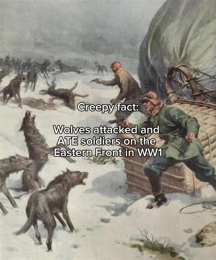 During the Carpathian Campaign in early 1915, between Austria-Hungary and Russia, there were some reports of wolves attacking and EATING soldiers… #creepyfacts #ww1 #wolves #history #fyp