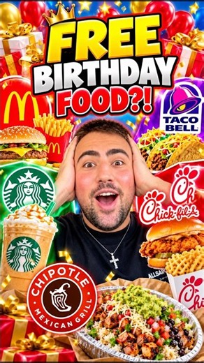 HOW MUCH FREE FOOD CAN I GET ON MY BIRTHDAY!?🎉🍔#food #foodie #challenge #viral #foryou #shorts