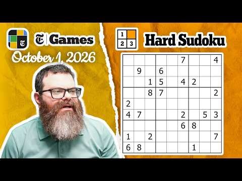 NYT Hard Sudoku Walkthrough | October 1, 2026
