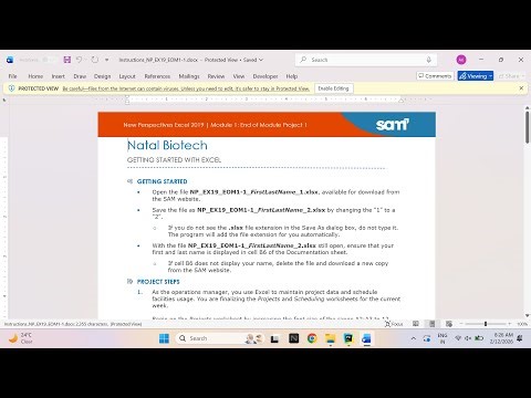 New Perspectives Excel 2019 | Module 1: End of Module Project 1 Natal Biotech