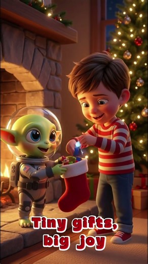 What Happens When An Alien Visits on Christmas Eve 🛸🎁 #Christmas #kids #Kindness #LostAlien #Shorts