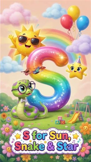 S for Snake 🐍 | Learn Letter S with Star ⭐ & Rainbow 🌈 | ABC Kids Shorts