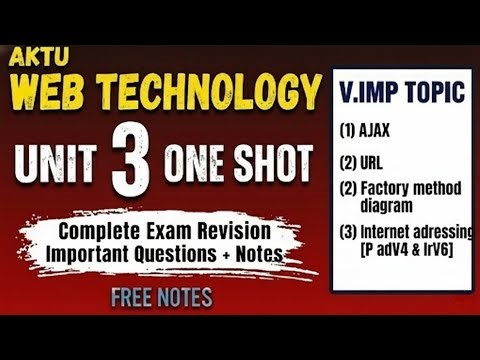 AKTU Web Technology Unit 3 One Shot | JavaScript, AJAX & Networking | Exam Revision