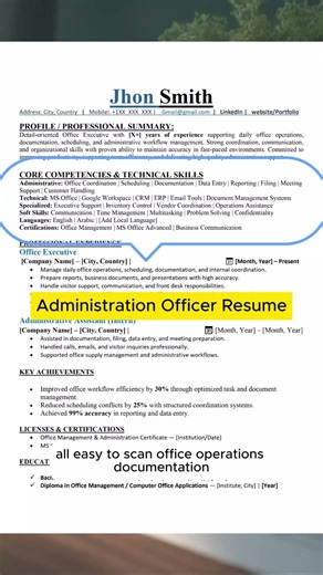 Best Administration Officer Resume Format (ATS Approved)