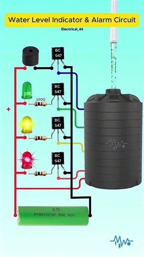 Water Level Indicator & Alarm | Tank Water Level Indicator Circuit | #electrical #diy #alarm #viral