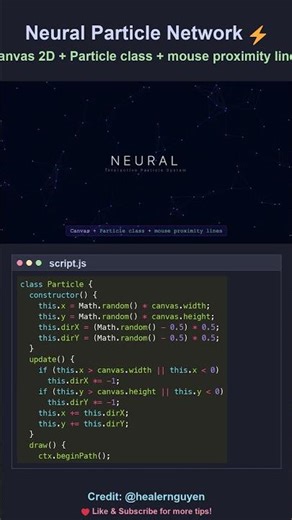 Interactive Particle Network in JavaScript ⚡ #coding #webdev #shorts