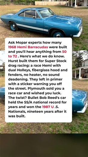 Plymouth's 1968 Hemi Barracuda came in primer with a warning against street use