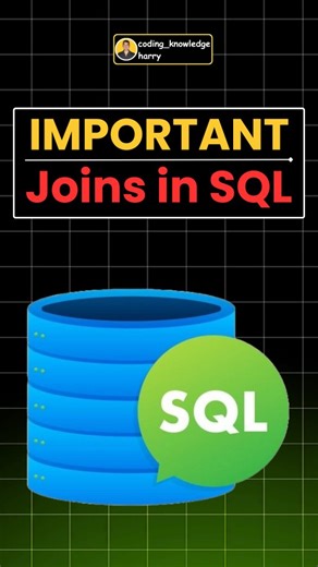 Harry on Instagram: "Important Joins In SQL 🚀 Follow @coding_knowladge For More ❤️ #SQL #database #Python #coding #join"