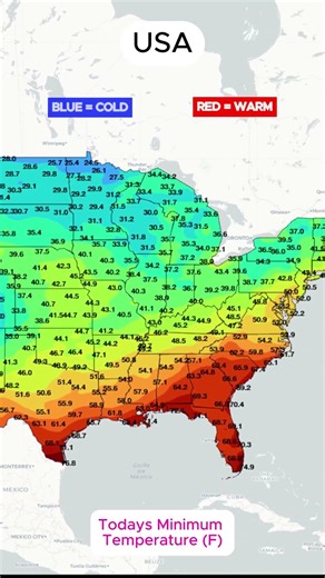 🥶🇺🇸🌡️ Chilly Start Today! CONUS Minimum Temperatures 5/7 ❄️🗺️📉 #Weather #USWeather #Meteorology #map