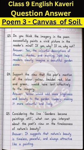 Canvas of Soil Question Answer | Class 9 English Kaveri | Poem Q Answer #class9english #class9