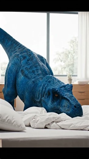 T-Rex fails to make a bed because his arms are too short😨😨😨 #humongous #supermemo #t-rex