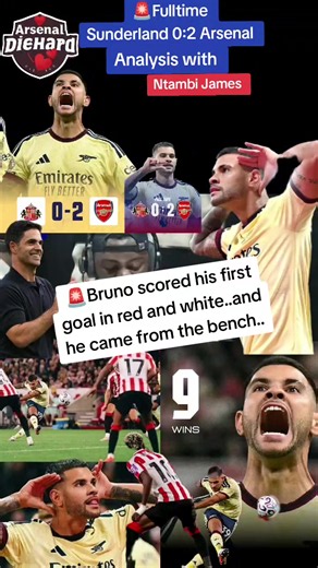 🚨Fulltime Sunderland 0:2 Arsenal.,🚨Bruno scored his first goal in red and white..and he came from the bench..,#premierleague #foryoupage #footballtiktok #fyp #arsenaldiehard♥️💕 Arsenal in my DNA 🧬🧬 Gunners forever 🛑📌📌🌟🌟🇺🇬🇺🇬...