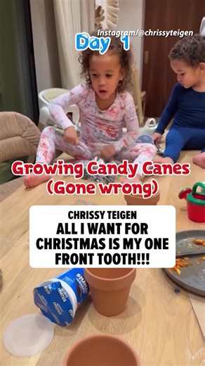 Chrissy Teigen clearly sleighed a little too hard this Christmas -- 'cause her holiday spirit came with a painful price tag: one missing front tooth. 🦷😨👀 FULL STORY AT THE LINK IN BIO! 🎥: Instagram/chrissytiegen