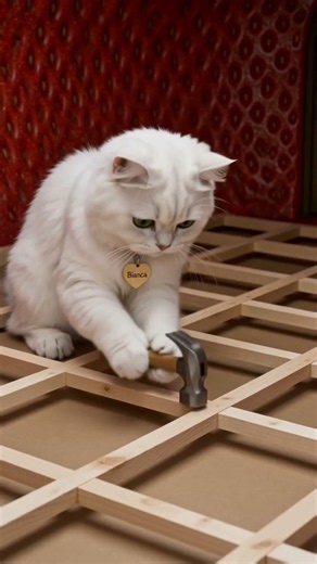 Cute Cat Builds a Strawberry House 🍓🐱🏡