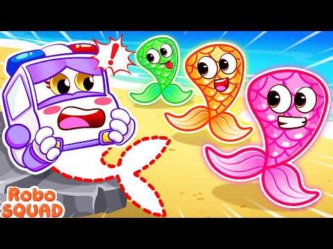 Don't Lie! Baby Mermaid Took The Tail!🧜‍♀️Body Puzzle - Funny Cartoon for Kids - RoboSquad