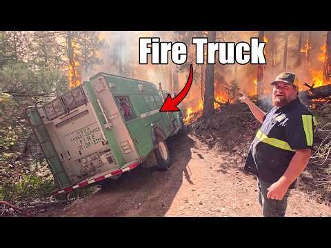 37,000-Pound Fire Truck Stuck in the Middle of a Forest Fire!