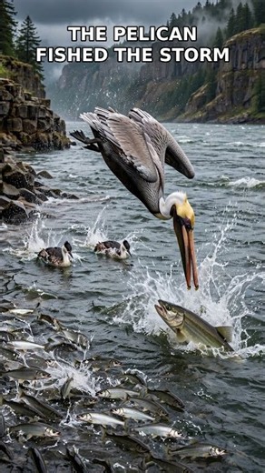 This Brown Pelican Fished A Giant Pikeminnow In The Storm! 😱 #WildRiverCatch
