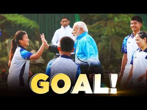 Into the box… strikes… and GOAL! ⚽ PM Modi scores in style