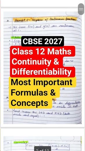 Class 12 Maths Continuity & Differentiability Most Important Formulas 2026 🔥💯 #shorts #Class12maths