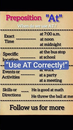 Learn to use AT correctly in just few seconds! Follow for more easy English tips #education #shorts