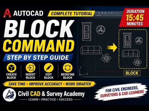 Learn BLOCK Command in AutoCAD Step by Step#surveying #surveyacademy #cadtutorial #civilengineer