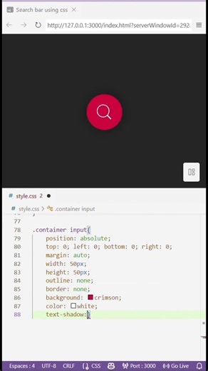 Stylish Search Bar Design using HTML, CSS & JS #coding #programming #animatedbutton #html