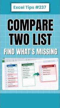 Excel Tips #237: Compare Two Lists in Excel & Find Missing Names with FILTER!