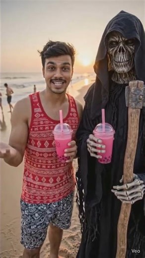 Sunset Beach Vlog with a Grim Reaper 😳🌅 Unexpected Moment #beach #vlogmas #newyoutuber #shortvideo
