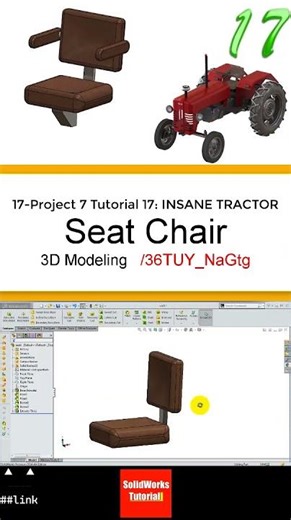 17-3D Draft |Tractor|: seat #3d #solidworks #tutorial #cad #drawing #engineering #automobile #design